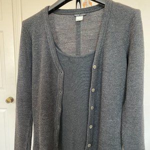Laundry Industry Charcoal Gray 100% Wool Camisole and Cardigan Set Size 2